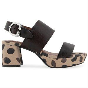 Aerosoles Camera Platform Block Heel SANDALS Size 7.5 Dark Brown Polka Dot NEW